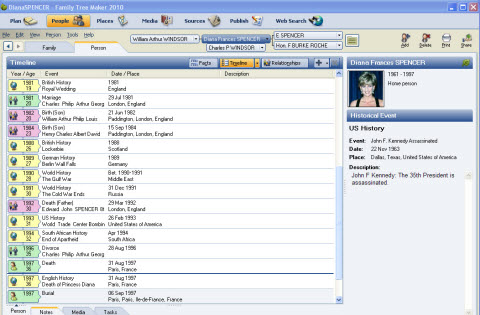 family tree maker timeline feature