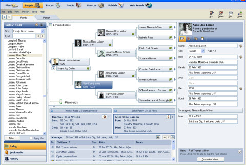 Pedigree chart in family tree Maker